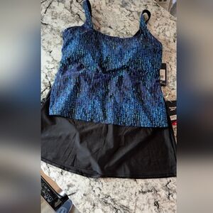 Reebok Women's Blue and Black Swimsuit